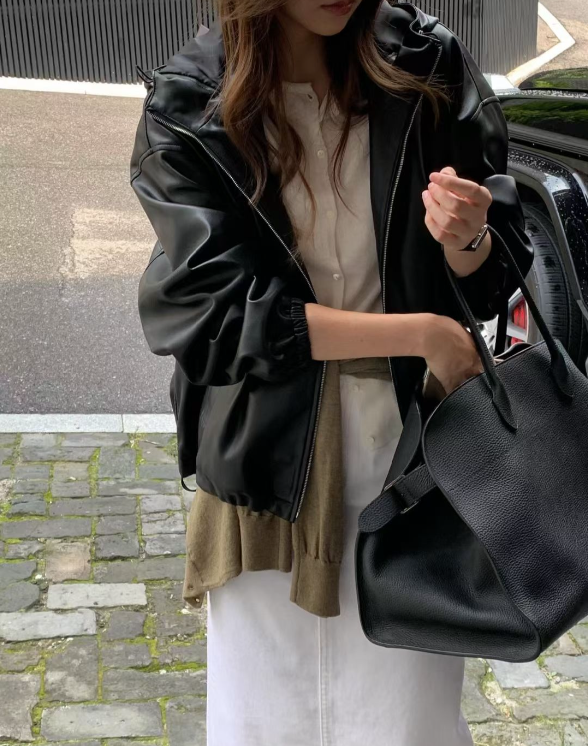 都會女皮衣外套