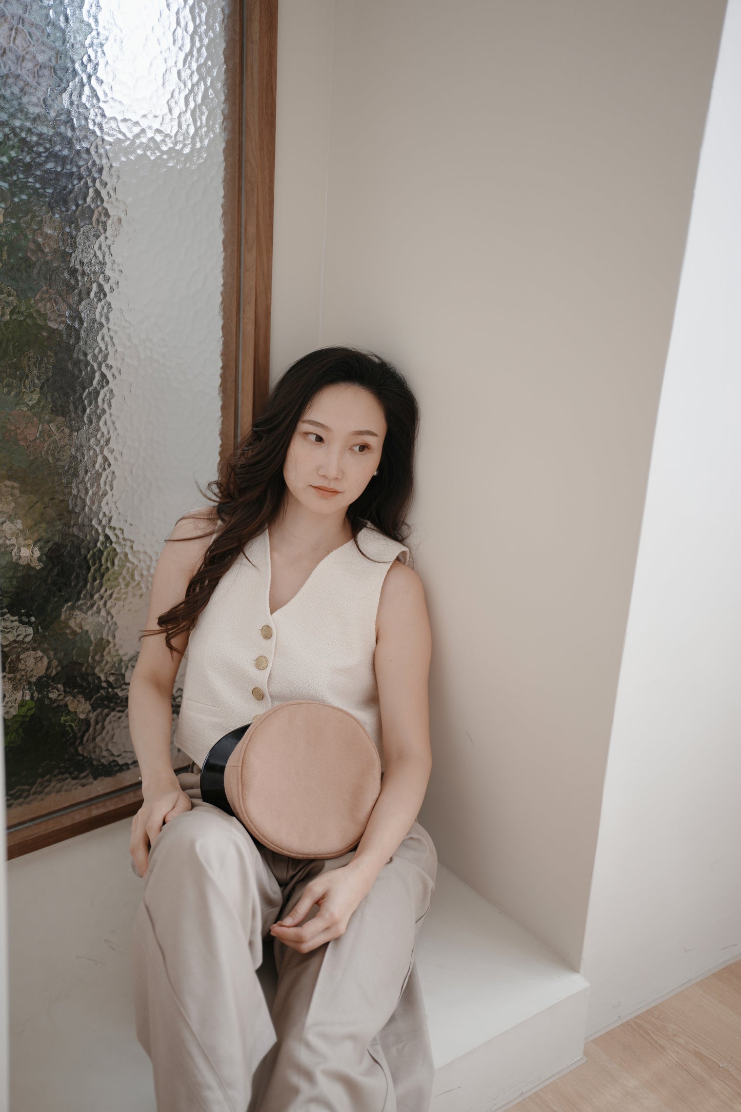 小香毛呢短版背心