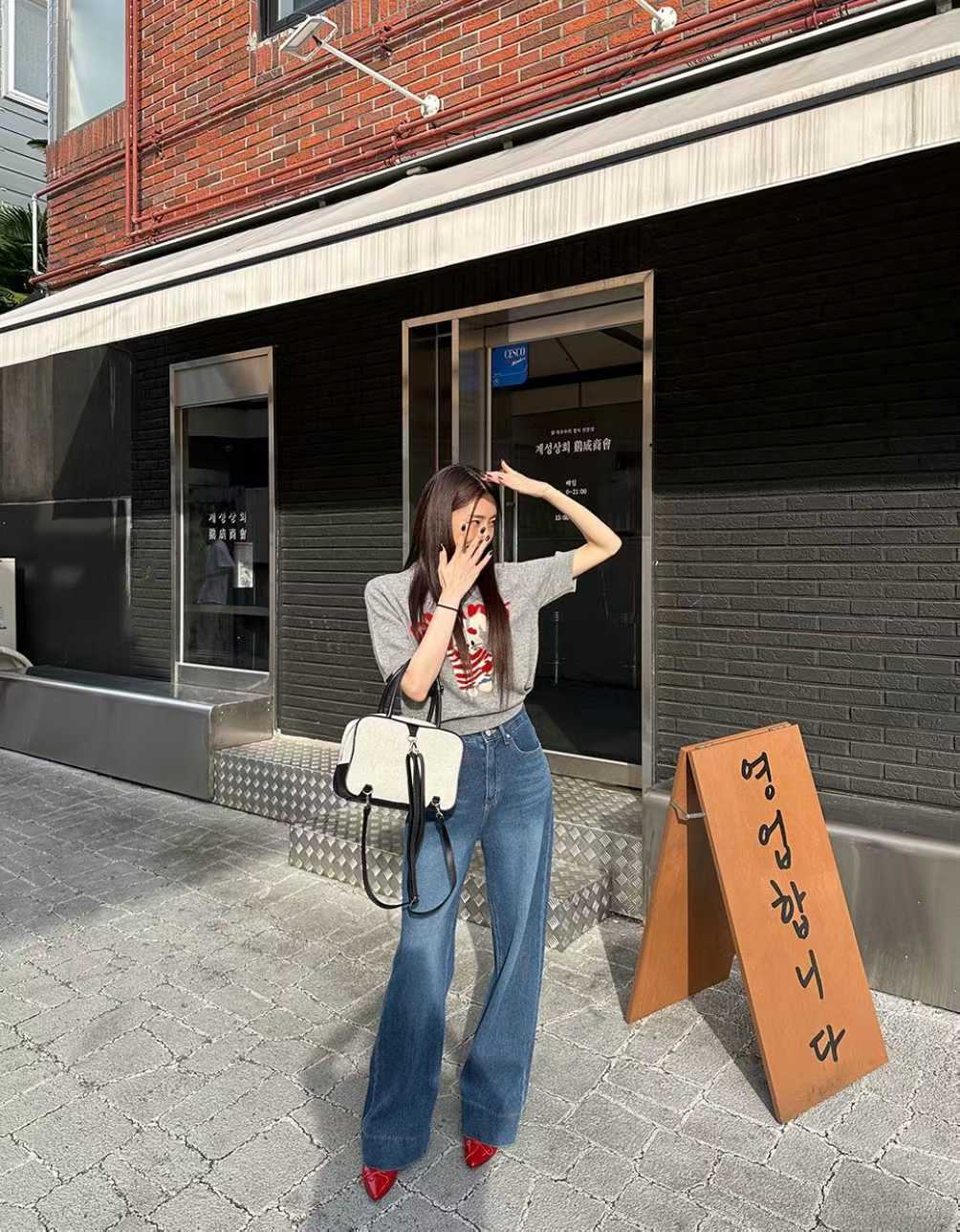 丹寧理想直筒褲