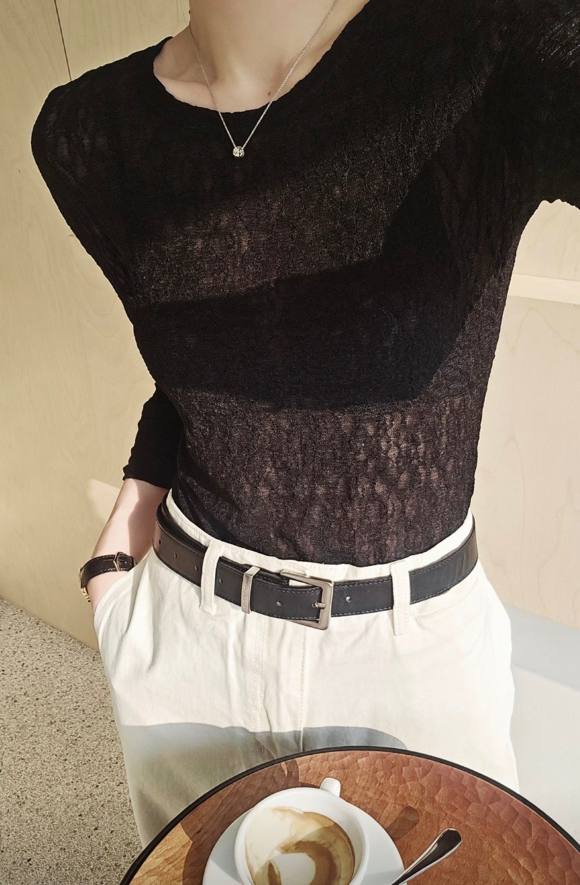 彈力蕾絲打底衫