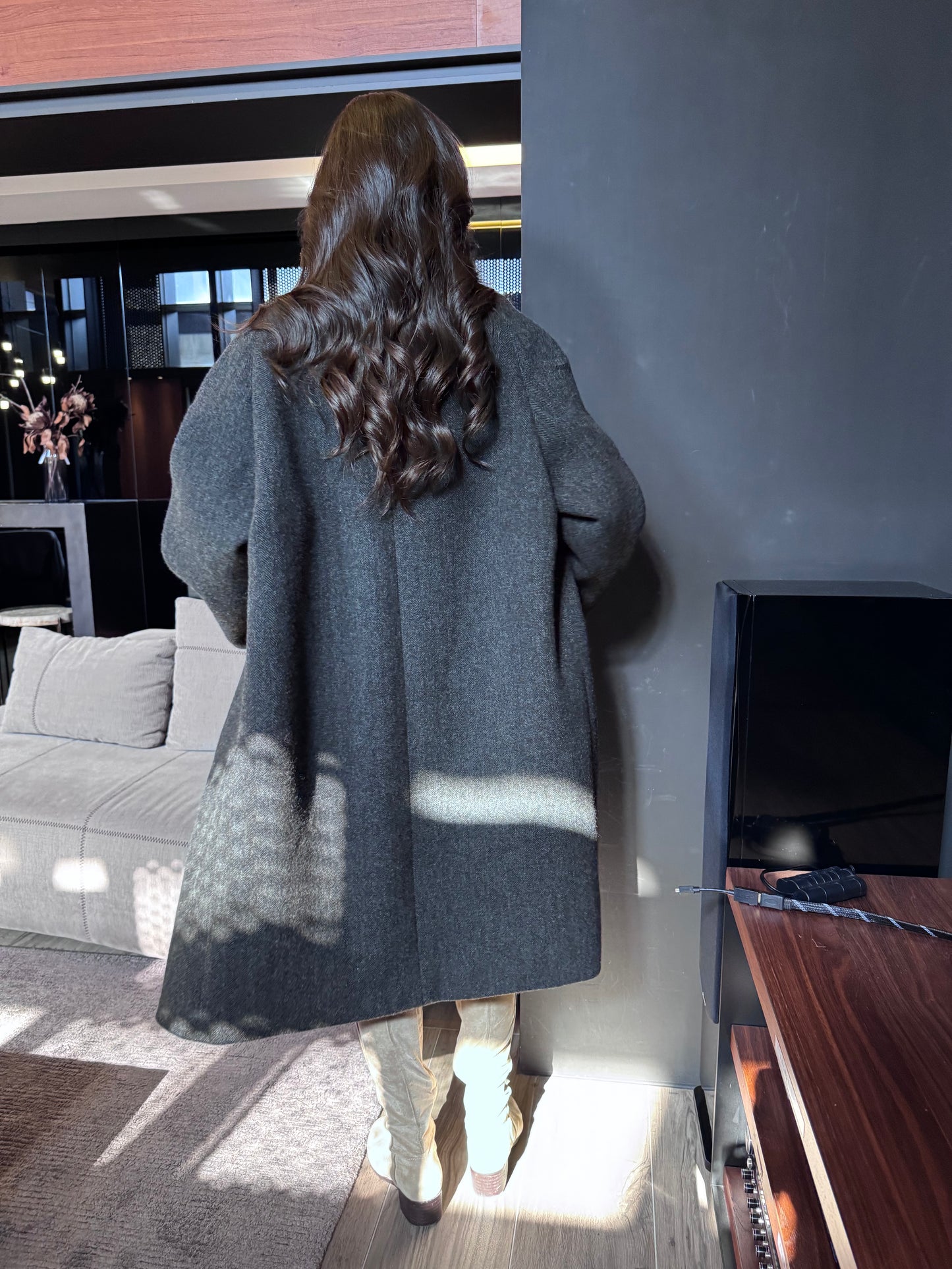 100% 羊毛撞色大衣