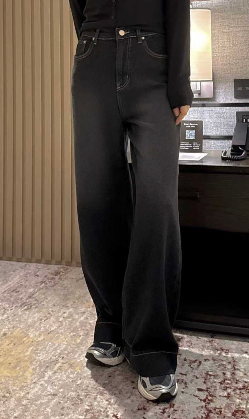 丹寧理想直筒褲