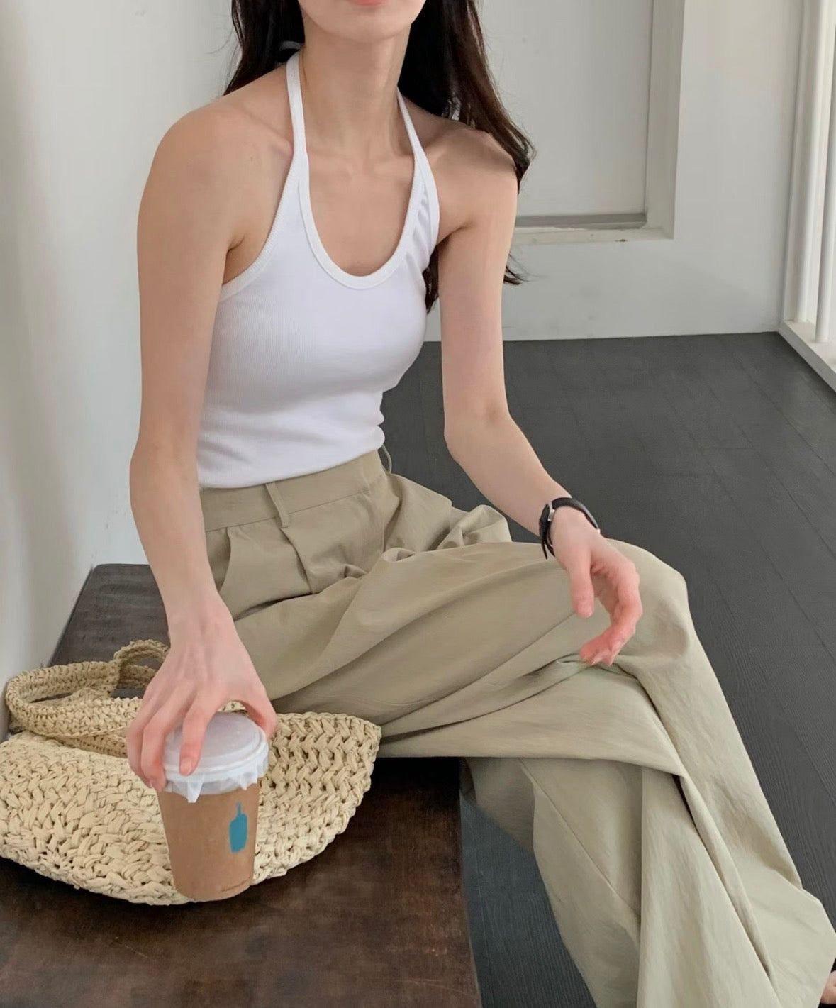 棉質綁帶露背上衣