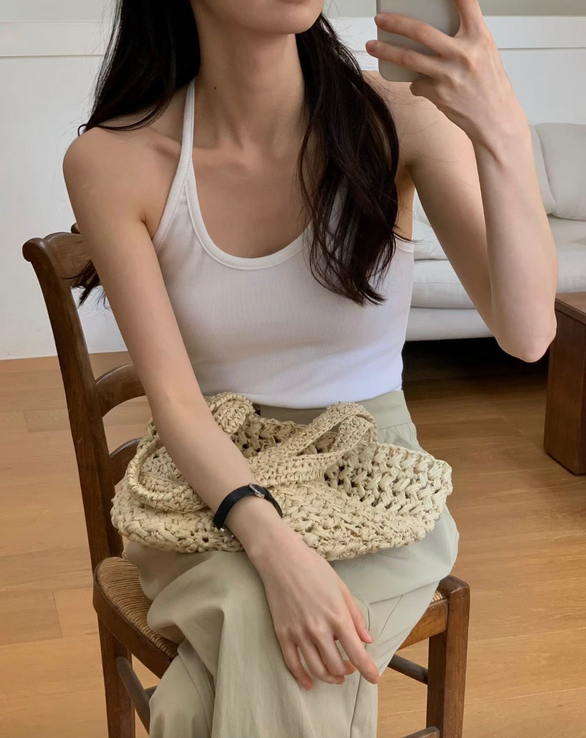 棉質綁帶露背上衣